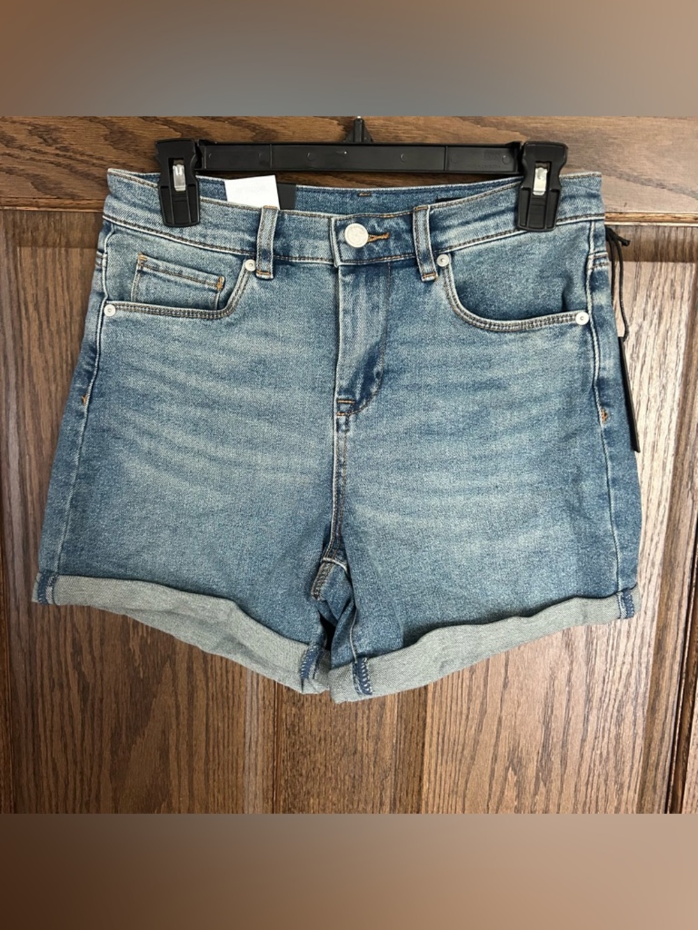 Blank NYC Light Blue High-Rise Rolled Hem Jean Shorts